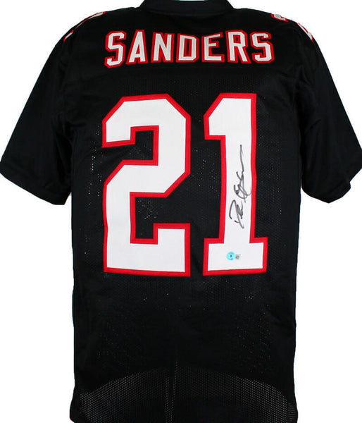 Deion Sanders Autographed Black Pro Style Jersey-Beckett W Hologram *Black