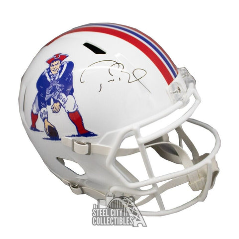 Tom Brady Autographed New England Throw Back Full Size Football Helmet -Fanatics