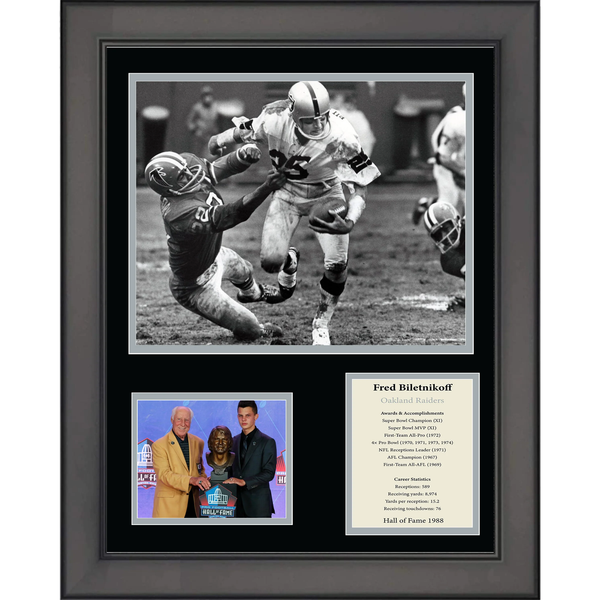 Framed Fred Biletnikoff Hall of Fame Oakland Las Vegas Raiders 12"x15" Photo