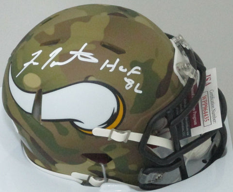 Vikings FRAN TARKENTON Signed Riddell CAMO Mini Helmet AUTO w/ HOF 86 - JSA