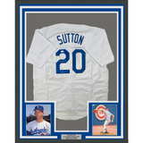 Framed Autographed/Signed Don Sutton HOF 98 33x42 LA White Jersey JSA COA