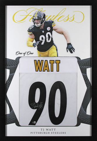T.J. Watt Authentic Signed One of One Jersey Framed Display BAS Witnessed