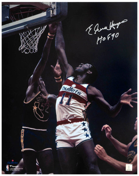 Elvin Hayes Signed Bullets White Jersey Action 16x20 Photo w/HOF'90 - (SS COA)