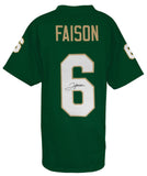 Jordan Faison Signed Green Custom College Football Jersey -(SCHWARTZ SPORTS COA)