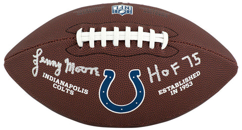 Lenny Moore Signed Colts Logo Wilson Brown F/S Football w/HOF'75 -(SCHWARTZ COA)