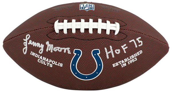 Lenny Moore Signed Colts Logo Wilson Brown F/S Football w/HOF'75 -(SCHWARTZ COA)