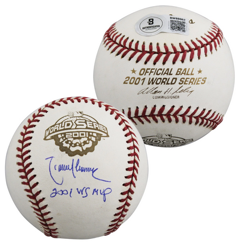 D-Backs Randy Johnson "WS MVP" Signed 2001 WS Logo OML Baseball BAS #BW88062