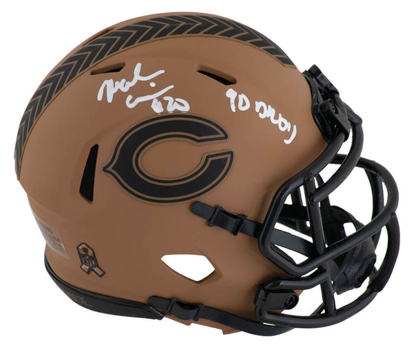 Mark Carrier Signed Bears SALUTE Riddell Mini Helmet w/90 DROY - (SCHWARTZ COA)