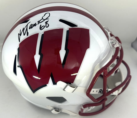 WI Badgers MARK TAUSCHER Signed Full Size REPLICA Speed Helmet AUTO Packers BAS