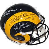 Kurt Warner Marshall Faulk Dick Vermiel LA Rams TB Pro Helmet Beckett 42259