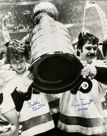 Bernie Parent & Bobby Clarke Signed Flyers 16x20 Photo Inscibd "HOF 84"(JSA COA)