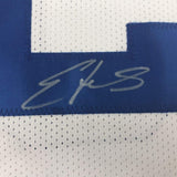 Framed Autographed/Signed Edgerrin James 33x42 Indianapolis White Jersey JSA COA