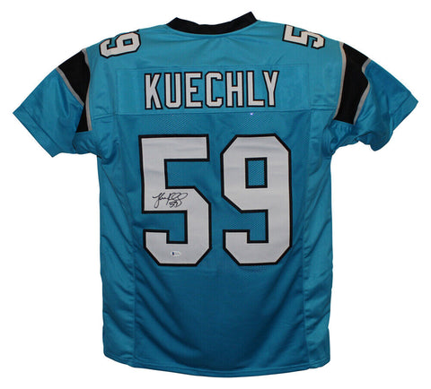 Luke Kuechly Autographed/Signed Pro Style Blue Jersey Beckett 20510