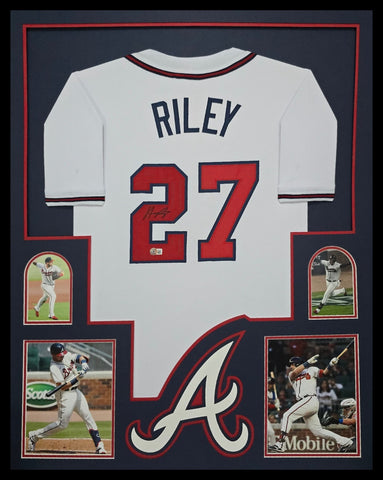 FRAMED ATLANTA BRAVES AUSTIN RILEY AUTOGRAPHED JERSEY BECKETT HOLOGRAM