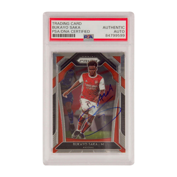 Bukayo Saka Signed 2020-21 Panini Prizm Premier League - PSA AUTHENTIC
