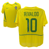 Rivaldo Signed Brazil FC Home Soccer Jersey #10 with Beckett Witness