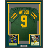 Framed Autographed/Signed Christian Watson 33x42 Color Rush Green Jersey BAS COA
