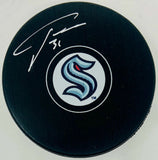 PHILIPP GRUBAUER Autographed Seattle Kraken Logo Puck FANATICS