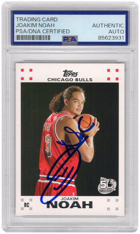 Joakim Noah Signed Bulls Topps Rookie Basketball Card #9 - (PSA Encapsulated)