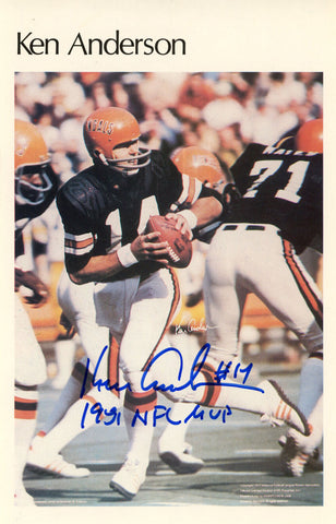 Ken Anderson Autographed Bengals Mini Poster 4/50 NFL MVP BAS 46138
