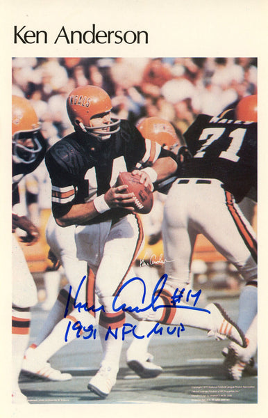 Ken Anderson Autographed Bengals Mini Poster 4/50 NFL MVP BAS 46138