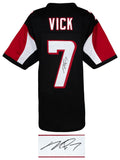 Michael Vick (ATLANTA FALCONS) Signed Black T/B Custom Jersey - (SCHWARTZ COA)
