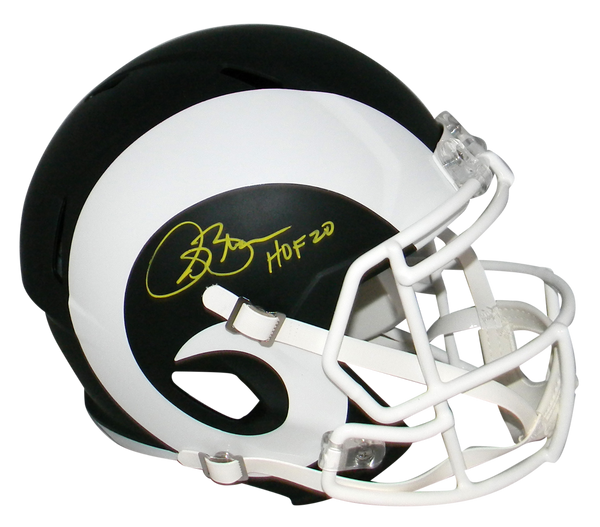 ISAAC BRUCE AUTOGRAPHED ST LOUIS RAMS BLACK SPEED FULL SIZE HELMET W/ HOF 20