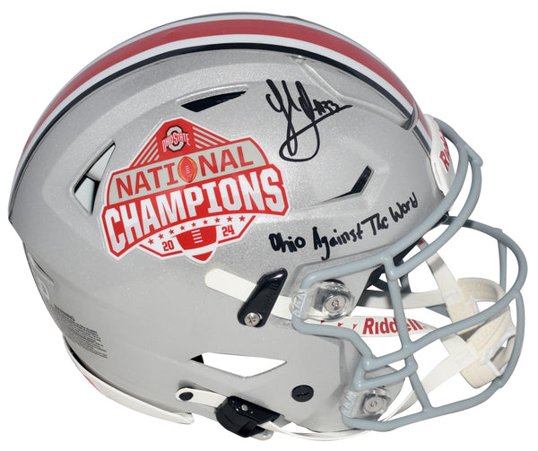 JACK SAWYER SIGNED OHIO STATE BUCKEYES SPEEDFLEX HELMET W/ OHIO AGAINST WORLD