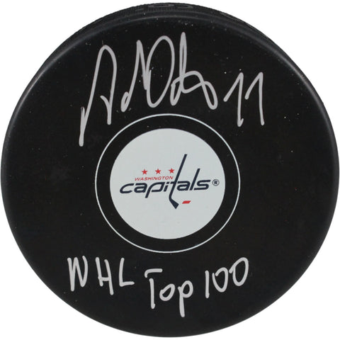 Adam Oates Autographed Washington Capitals Logo Puck NHL Top 100 JSA 54001