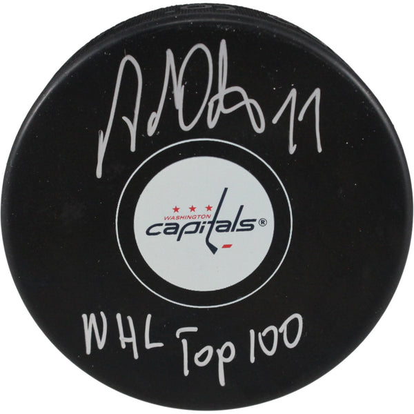 Adam Oates Autographed Washington Capitals Logo Puck NHL Top 100 JSA 54001
