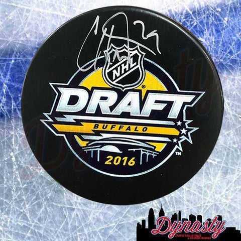 Carter Hart Flyers Autographed Signed 2016 NHL Hockey Draft Logo Puck JSA COA