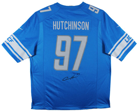 Lions Aidan Hutchinson Authentic Signed Blue Nike Jersey BAS Witnessed