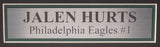 Jalen Hurts Autographed Black Football Jersey Eagles Framed JSA 183643