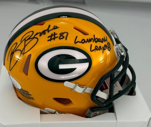 Packers ROBERT BROOKS Signed Riddell Speed Mini Helmet AUTO w/ Lambeau Leap JSA