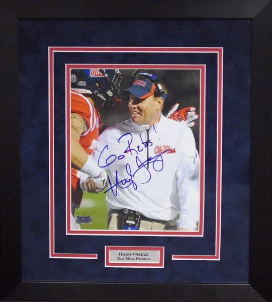 HUGH FREEZE AUTOGRAPHED OLE MISS REBELS 8x10 FRAMED PHOTO COA
