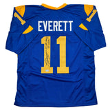 Autographed/Signed Jim Everett Los Angeles LA Blue Jersey Beckett BAS COA