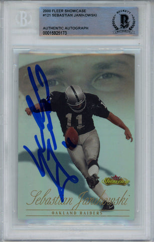 Sebastian Janikowski Signed 2000 Fleer Showcase #121 Rookie Card BAS 42947