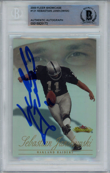 Sebastian Janikowski Signed 2000 Fleer Showcase #121 Rookie Card BAS 42947