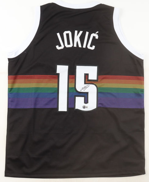 Nikola Jokic Signed Nuggets Throwback Jersey (Beckett) 3xNBA MVP/ 2023 NBA Champ