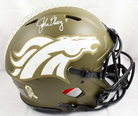 John Elway Signed Broncos F/S Salute to Service Speed Authentic Helmet-Beckett W