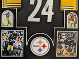 SUEDE FRAMED PITTSBURGH STEELERS JOEY PORTER JR AUTOGRAPHED JERSEY JSA COA