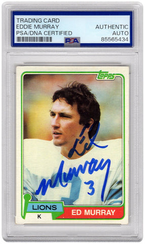 Eddie Murray Signed Lions 1981 Topps Rookie Football Trading Card #440 - (PSA)