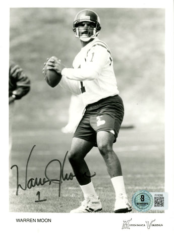 Warren Moon Autographed/Signed Minnesota Vikings 5x7 Photograph Beckett 57230