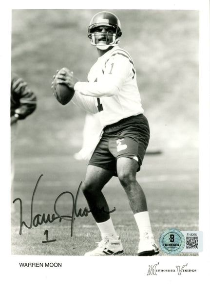 Warren Moon Autographed/Signed Minnesota Vikings 5x7 Photograph Beckett 57230