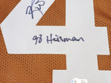 TEXAS RICKY WILLIAMS AUTOGRAPHED ORANGE JERSEY "98 HEISMAN" BECKETT QR 237064