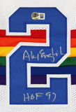 Alex English "HOF 97" Authentic Signed White Pro Style Jersey BAS Witnessed
