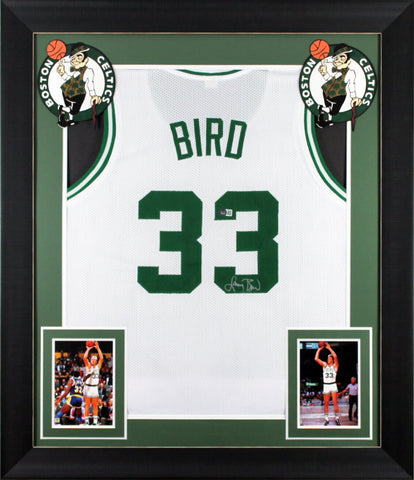 Larry Bird Authentic Signed White Pro Style Framed Jersey BAS Witnessed