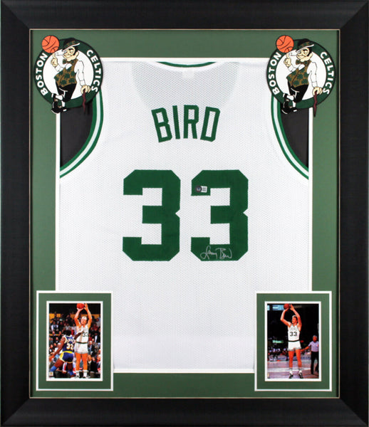 Larry Bird Authentic Signed White Pro Style Framed Jersey BAS Witnessed
