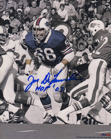 Joe Delamieulleure Signed Bills Spotlight Action 8x10 Photo w/HOF'03 - (SS COA)