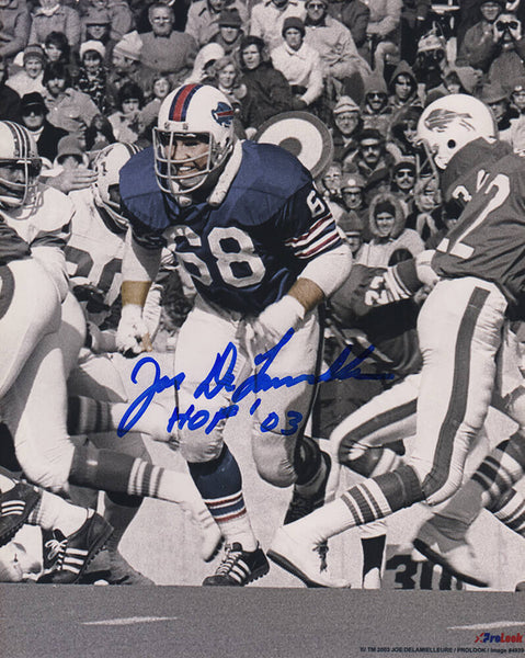 Joe Delamieulleure Signed Bills Spotlight Action 8x10 Photo w/HOF'03 - (SS COA)